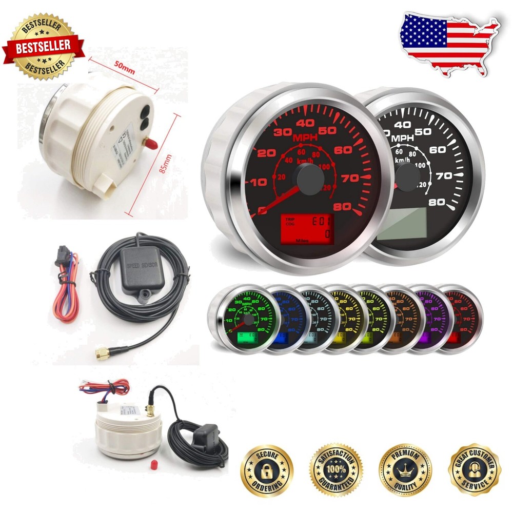 Accurate GPS Speed Odometer with 7 Customizable Backlight Colors & Waterproof-image