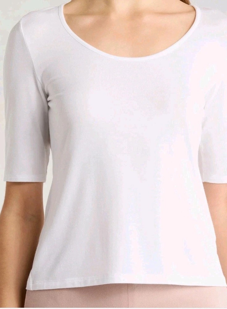 Vince Elbow-Sleeve Scoop Neck Tee Women's Size M White