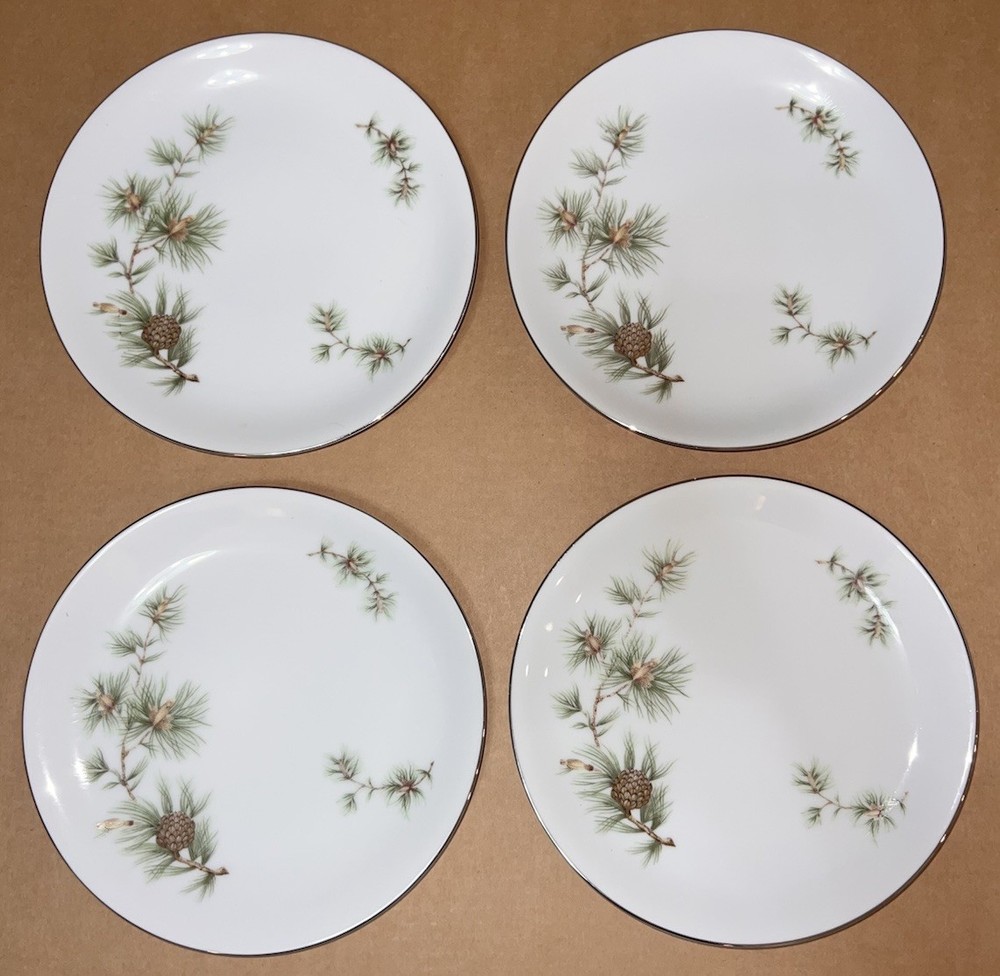 Norcrest Fine China Cascade Pine Salad Plates Set of 4 Japan 7 3/4”