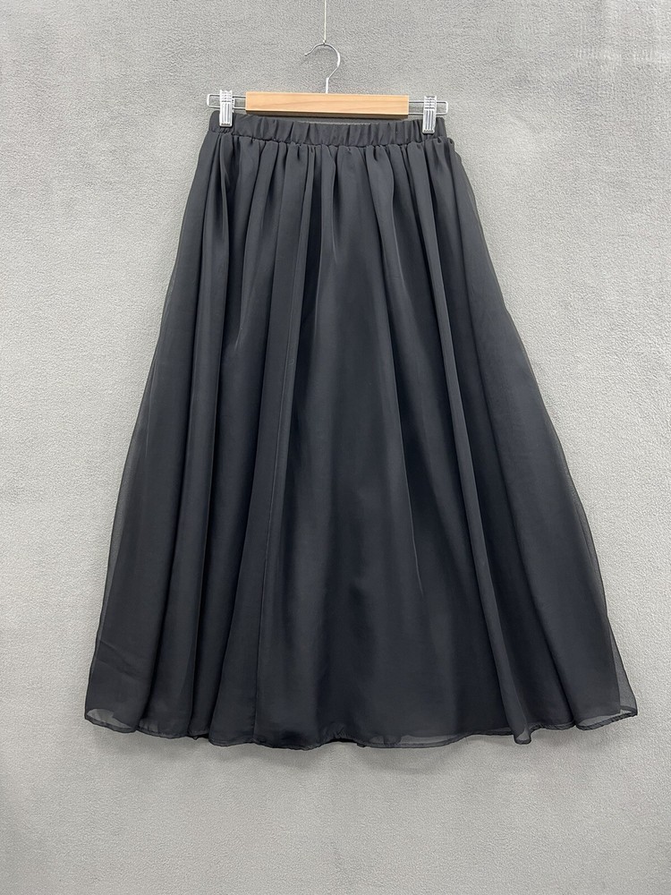 Bedford Fair Women’s 8 Skirt Black Knee Length Full Elastic Waist Lined Vintage