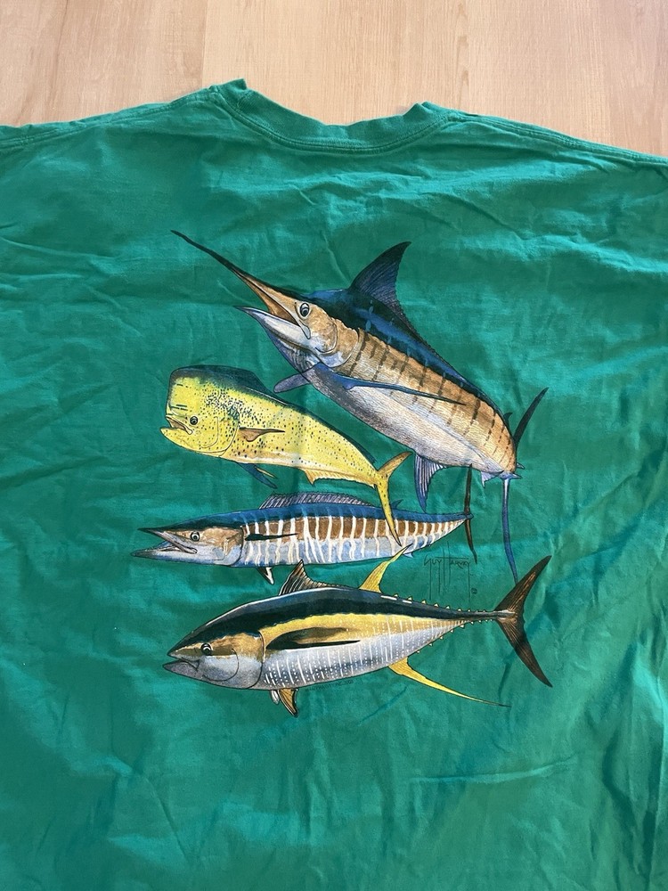 Guy Harvey Blue Water Mens Green Fishing Marine Graphic T-Shirt Men’s Size 2XL