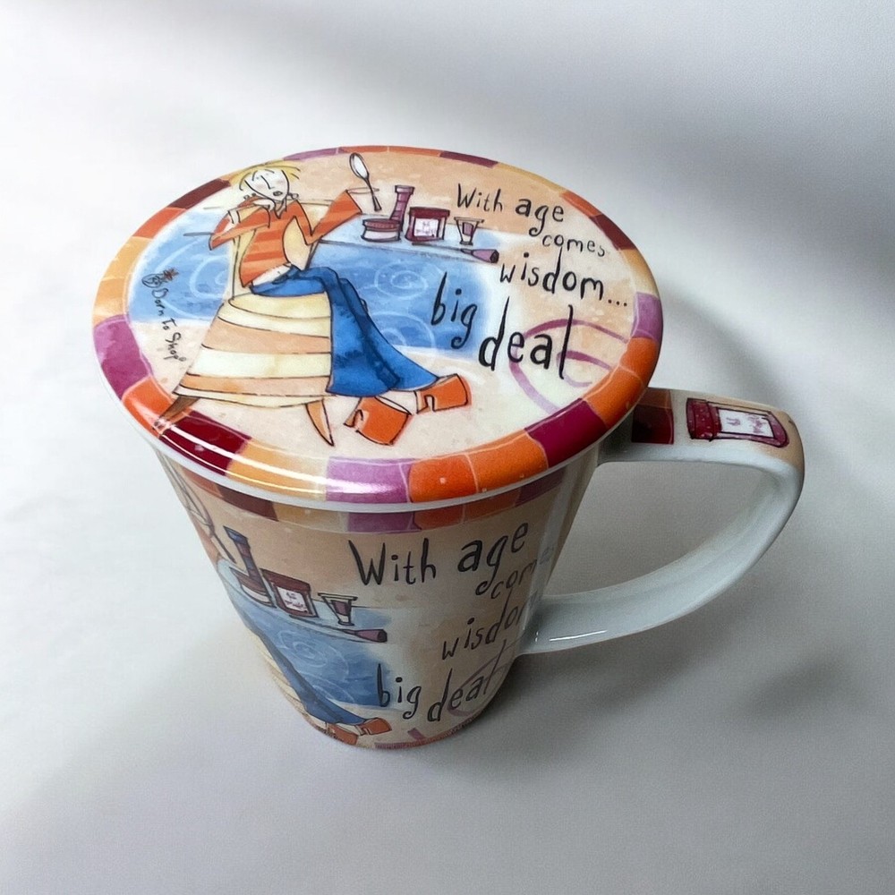 Johnson Brothers Born to Shop With Age Comes Wisdom...Big Deal Coffee Mug w/ Lid