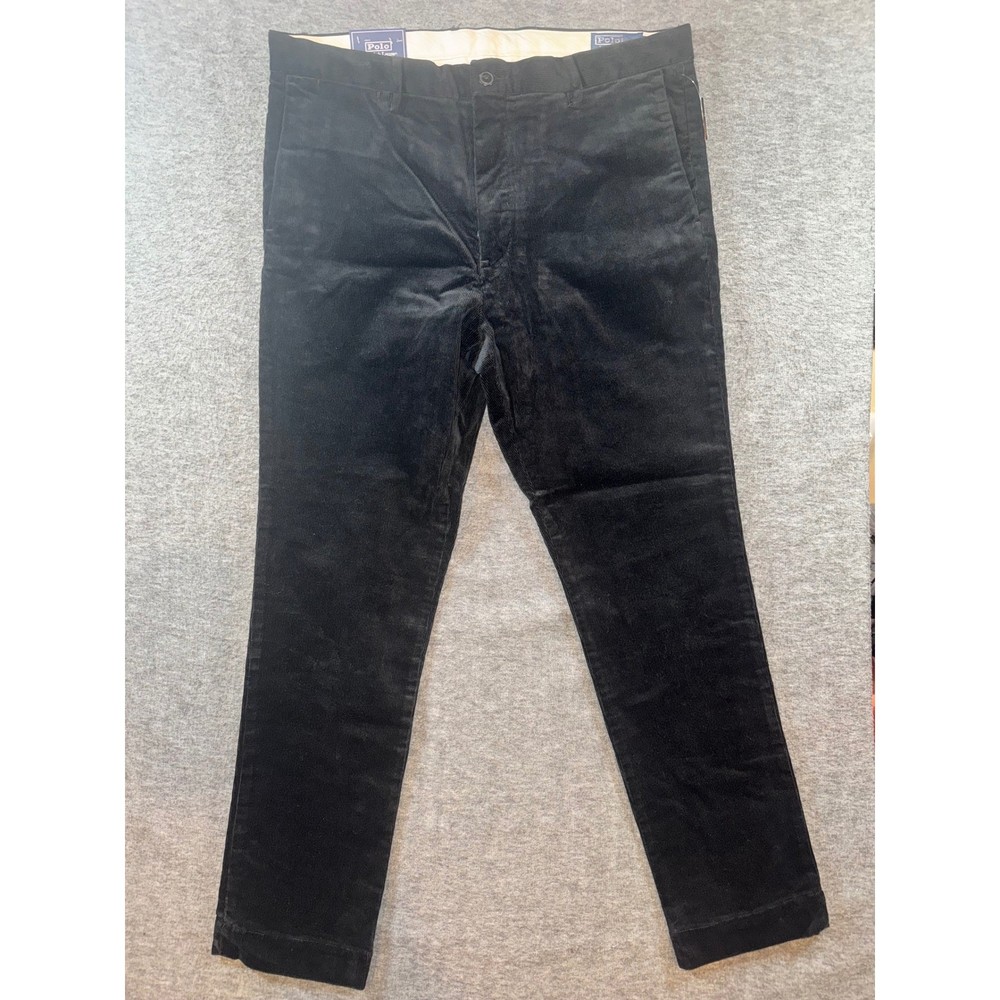 Polo Ralph Lauren Mens Slim Fit Corduroy Pants Black Casual Size 35x32 NEW