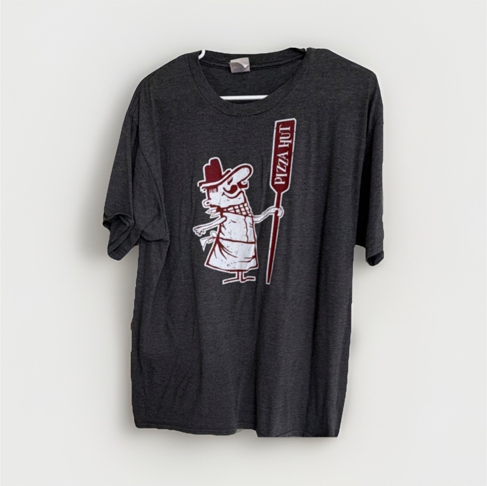 Port & Company Dark Gray Pizza Graphic Crew Men's T-Shirt L Short Sleeve