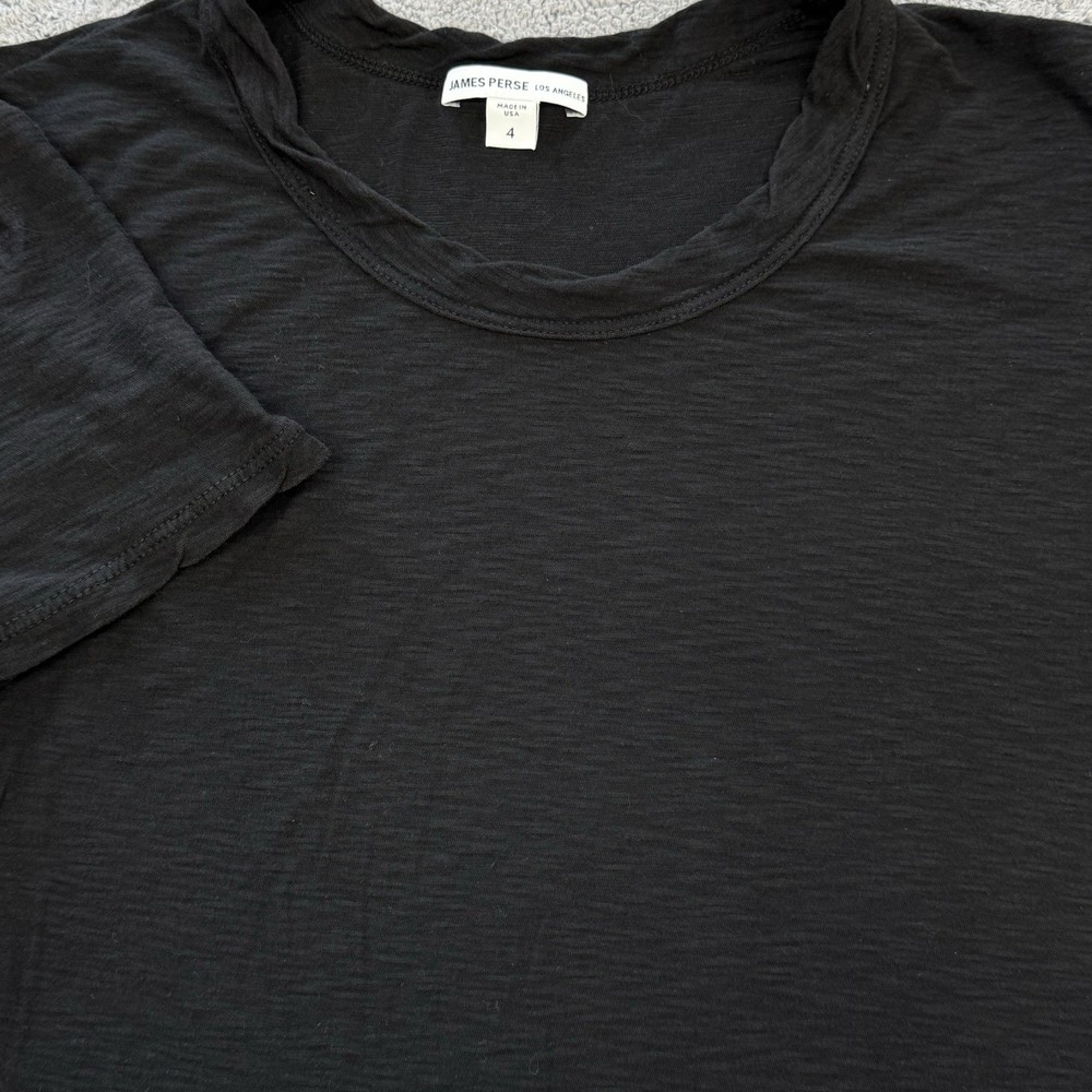 James Perse Shirt Womens 4 Black Crew Neck Short Sleeve Relaxed Lightweight