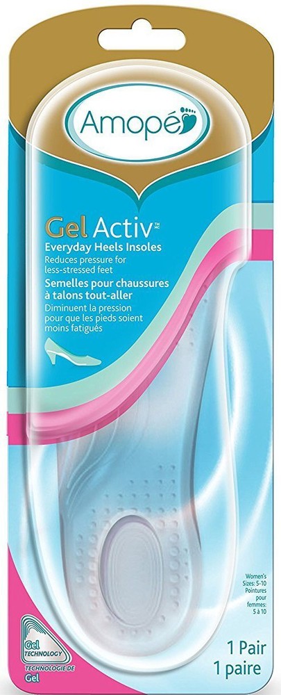 Amope GelActiv Everyday Heels Insoles for Women 1 pair Size 5-10