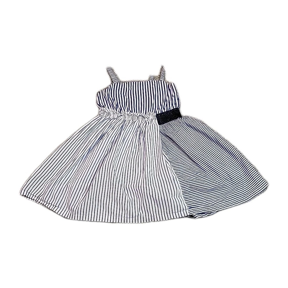 Cat And Jack Girls Tank Dress Size 7/8 Blue White Striped Glitter