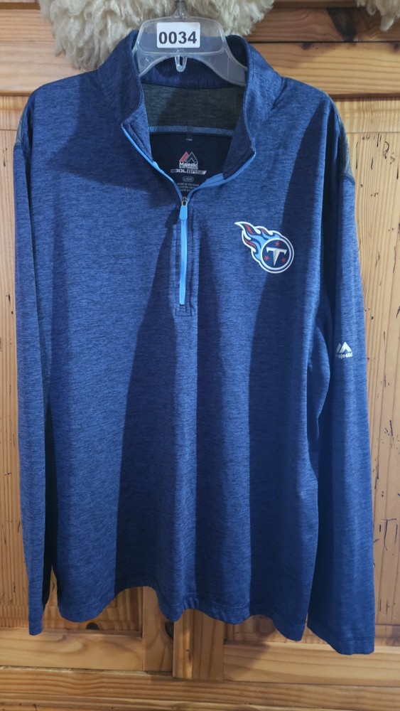 Mens Majestic Cool Base Tennessee Titans NFL Quarter Zip Pullover Size Large