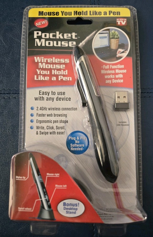 New Wireless Pocket Computer Mouse Pen With Stand in sealed package