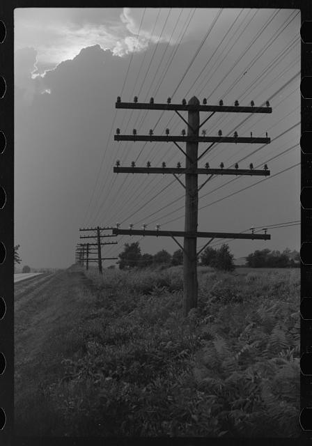 Photo:1930s Rural Power Lines Utility Poles Countryside Landscape Photo