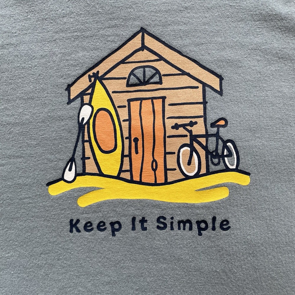 Life Is Good t-Shirt Men’s Small Keep It Simple Cabin Kayak Bicycle Crusher Tee