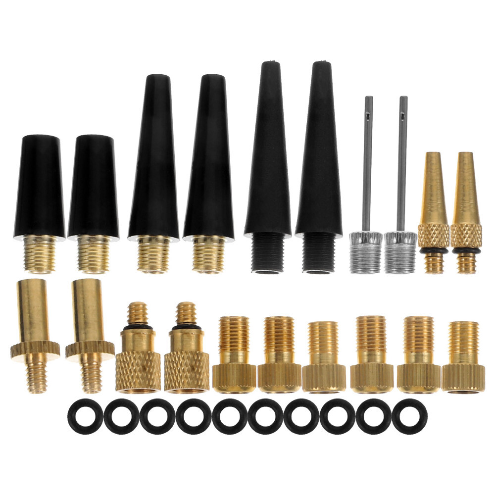 30Pcs Nozzle Inflator Kit Pump Ball Needle Bike Accessories Tire Adaptor Caps