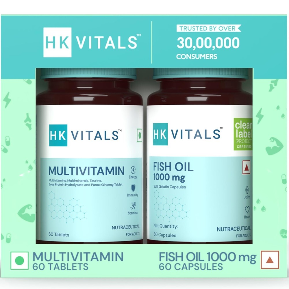 HealthKart hk vitals Fish Oil & Multivitamin Omega 3 With 180mg EPA & 120mg DHA