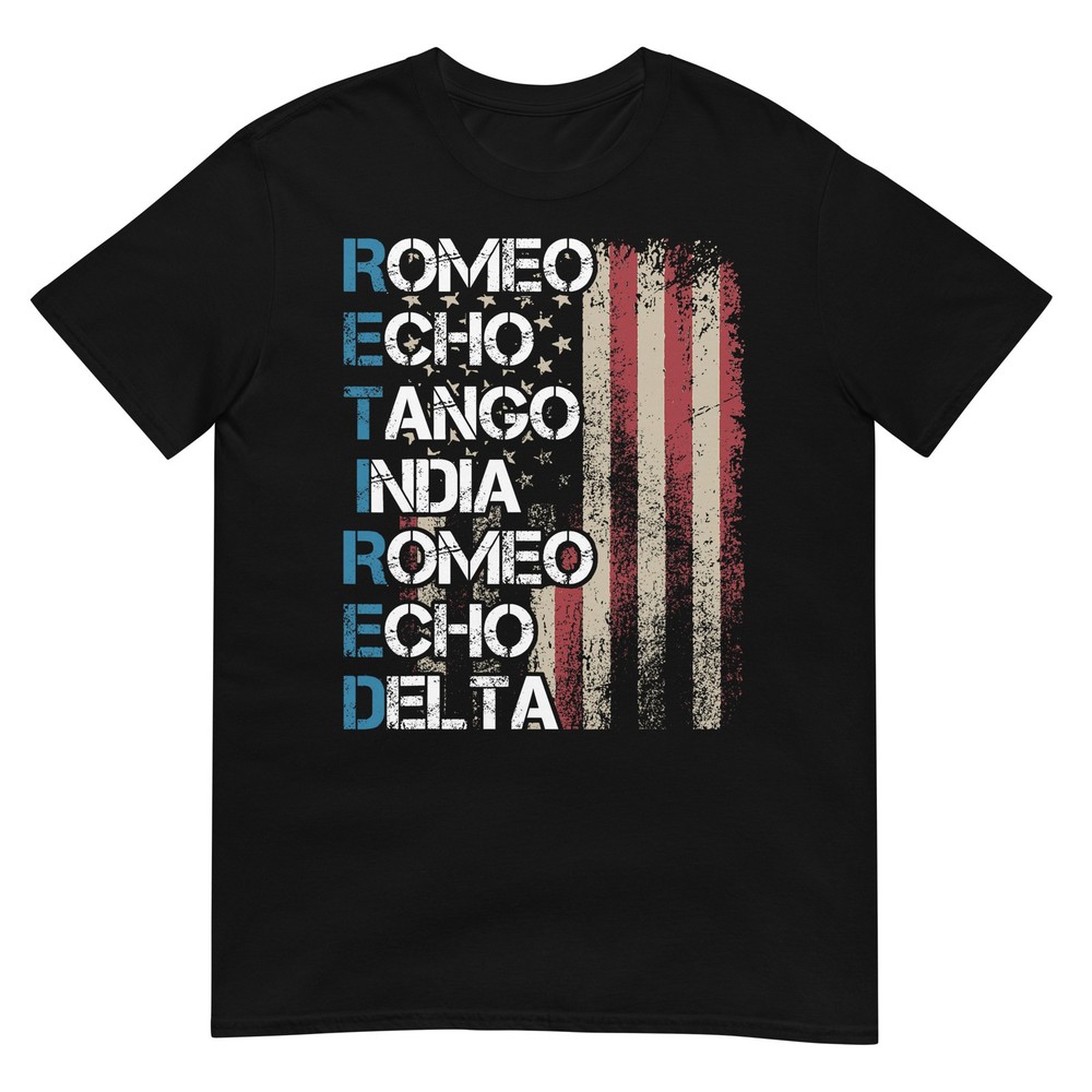 Phonetic Alphabet Retired Veteran Retirement Army Military T-Shirt Small