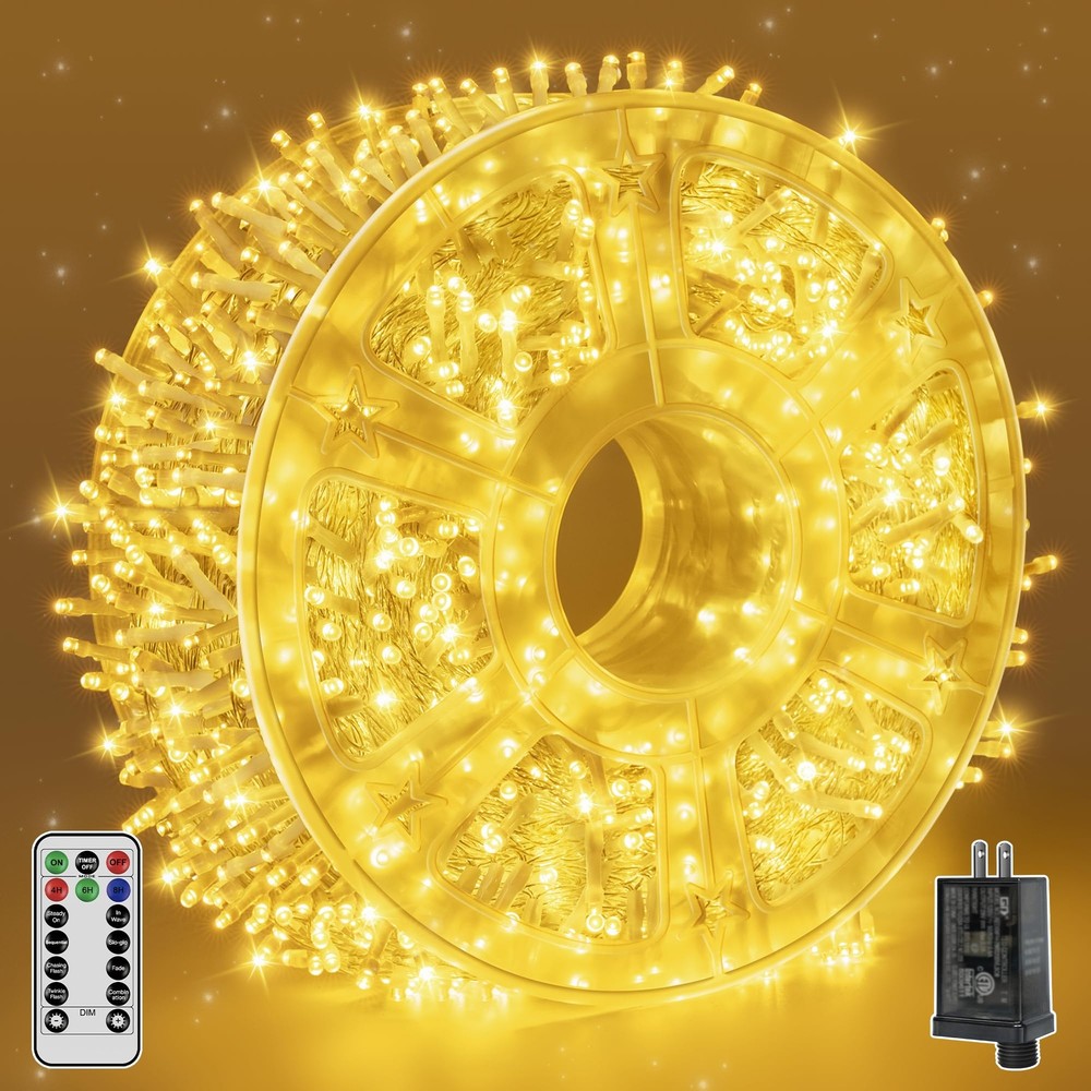 Christmas Lights 1200LED 196FT, Waterproof Outdoor String Lights with Remote ...