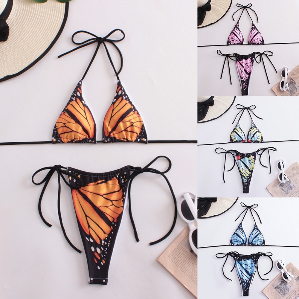 Womens Sexy Bikini Set Butterfly String Thong Bathing Suits Swimwear Beachwear