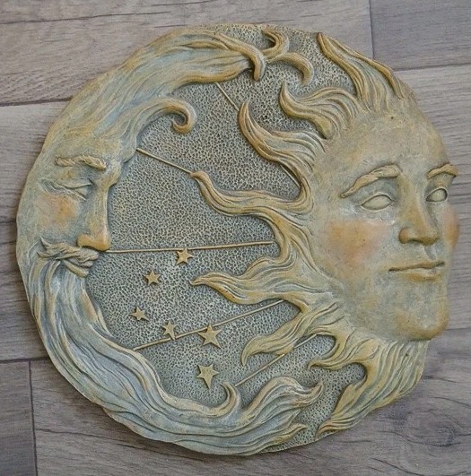 Celestial Sun and Moon Wall Art Stepping Stone Plaque Garden outdoor Decor