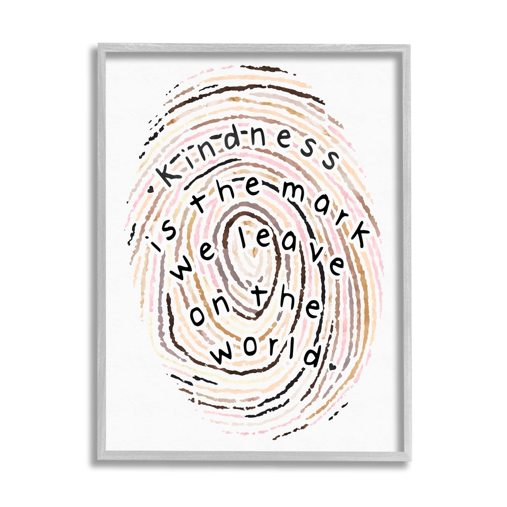 Kindness is The Mark Diversity Phrase Fingerprint Pattern Grey Framed Wall Ar...