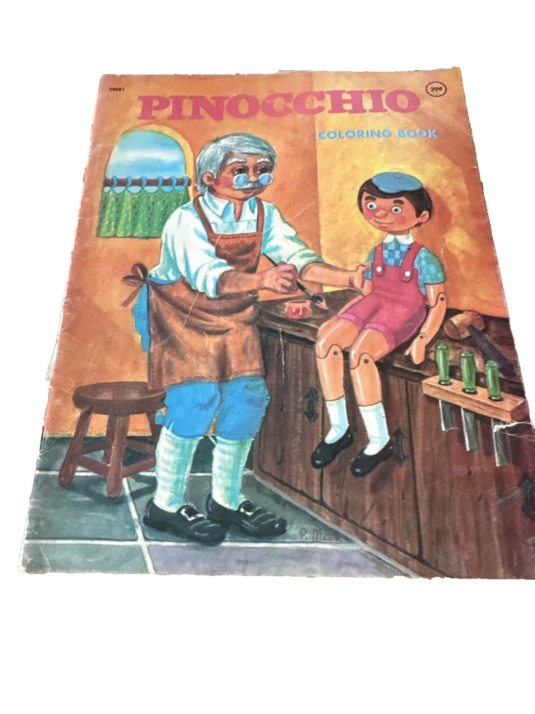 Vintage Pinocchio Coloring Book – Modern Promotions 29081 Geppetto & Pinocchio