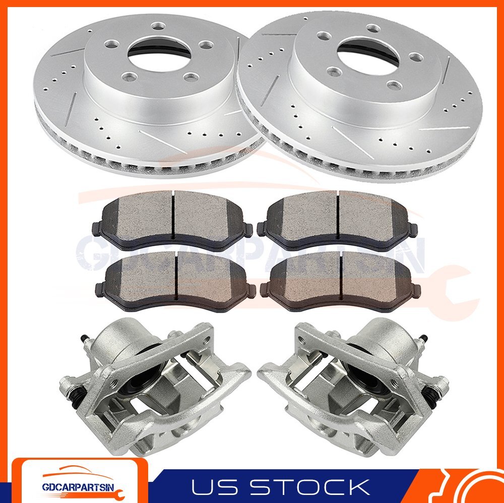 2002-2007 Jeep Liberty Front Brake Calipers Rotors & 4 Ceramic Pads Kit