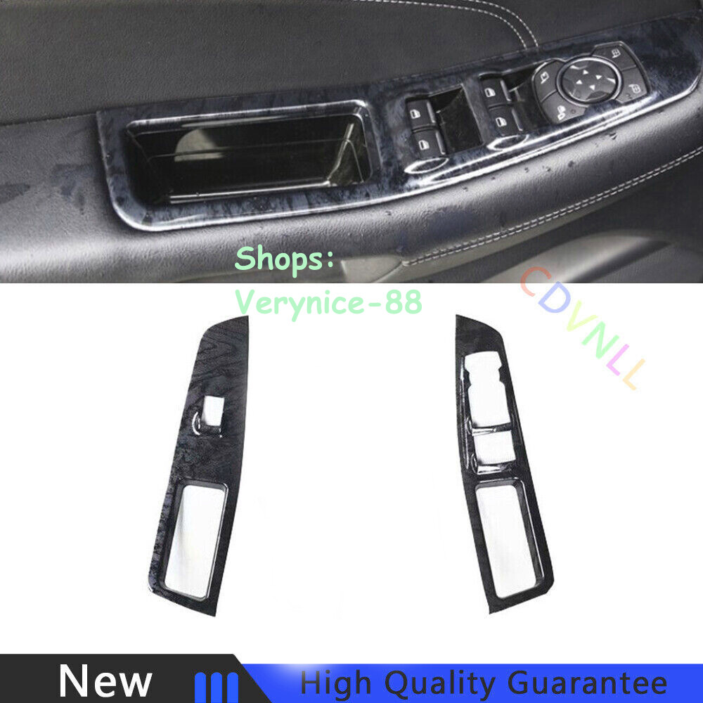 For Ford Edge 2018-2020 Black Wood Grain Window Lock Lift Panel Front Door 2PCS