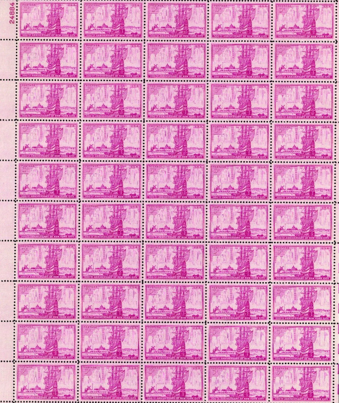 Scott 1027  New York City  3 Cent   M Nh Full Sheet Of 50