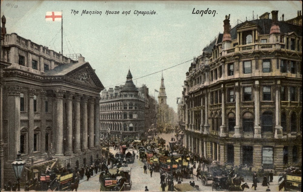 Mansion House Cheapside London vintage postcard s817
