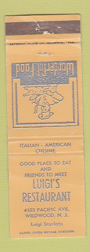 Matchbook Cover - Luigi's Restaurant Wildwood NJ Italian WEAR