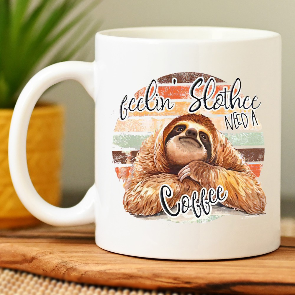 Sloth Themed Ceramic Coffee Mug - Feelin Slothee Design