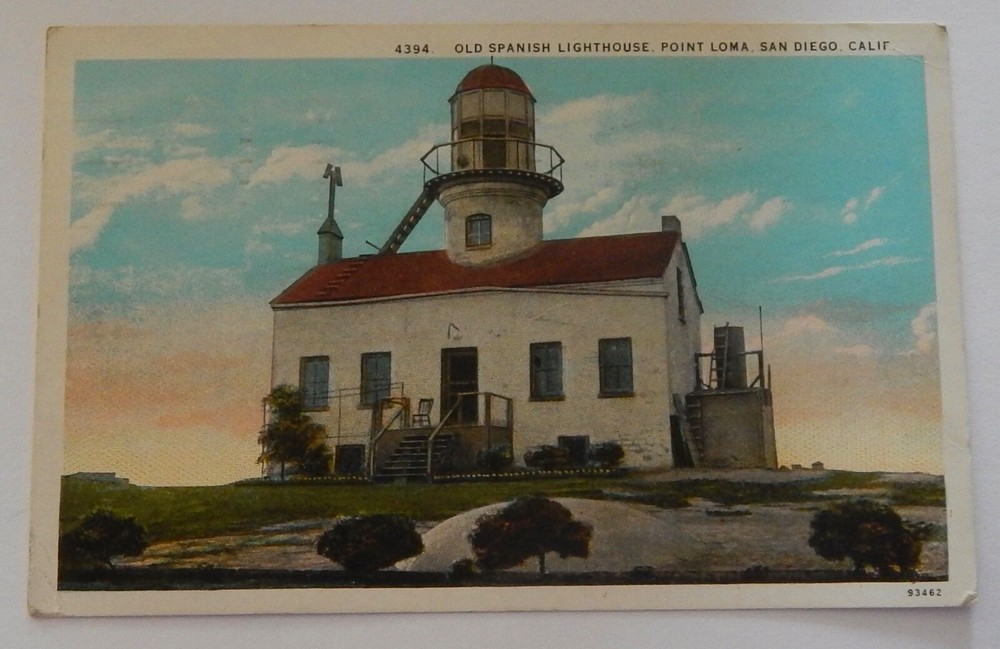 Old Spanish Lighthouse Point Loma San Diego California postcard vintage