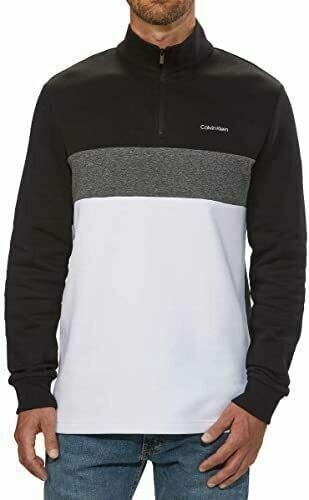 CALVIN KLEIN Men's NWT Black/Gray/White Sweater Top Shirt 1/4 Zip Size S