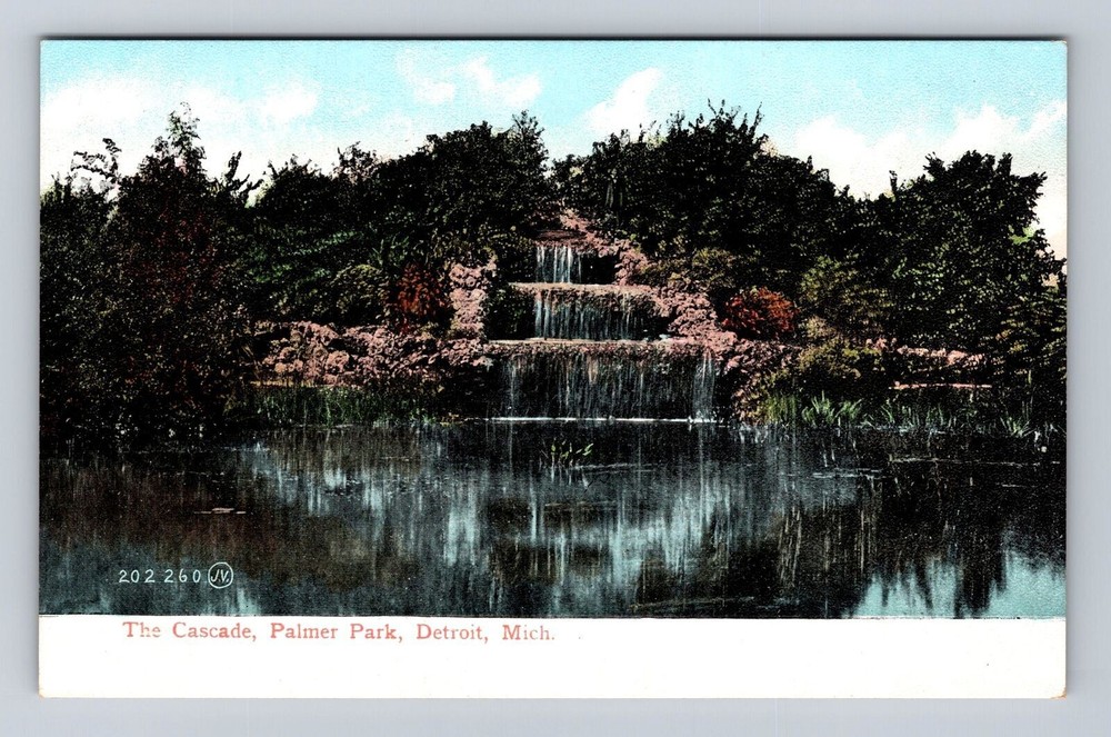 Detroit MI-Michigan, Palmer Park, The Cascade, Antique Vintage Souvenir Postcard