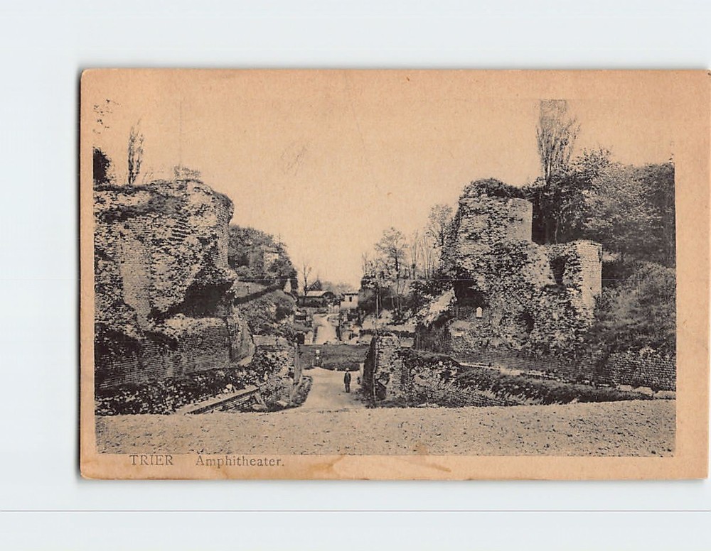 Postcard Roman Amphitheater Trier Rhineland Palatinate Germany Europe Vintage