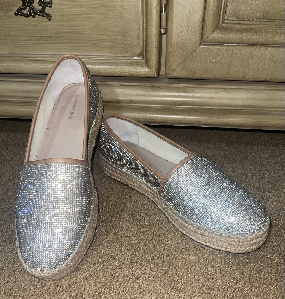 Gianni Bini Bruxie Jeweled Rhinestone Espadrille Slip On Shoe Ladies Size 11