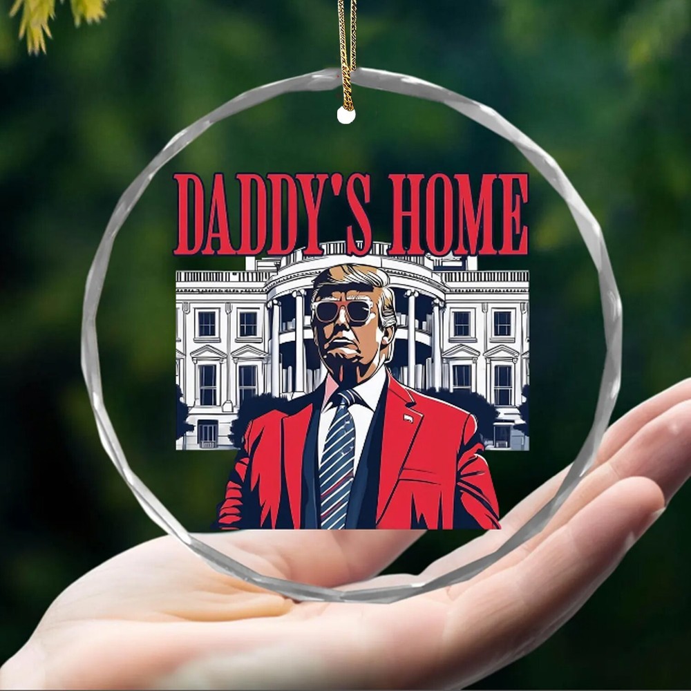 2024 Donald Trump MAGA Christmas Glass Ornament, Trump Christmas Ornament Gift