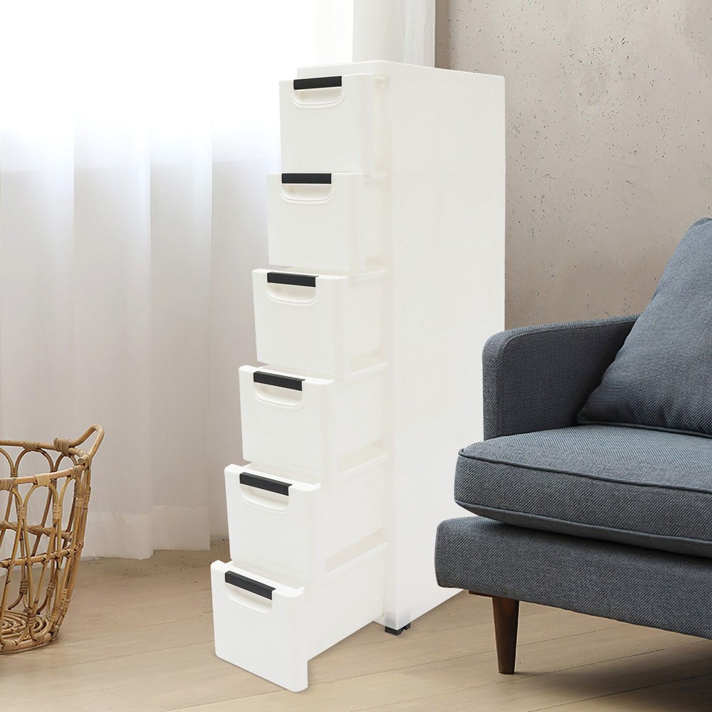 6-Drawer Narrow Floor Storage Cabinet for Home or Office Space