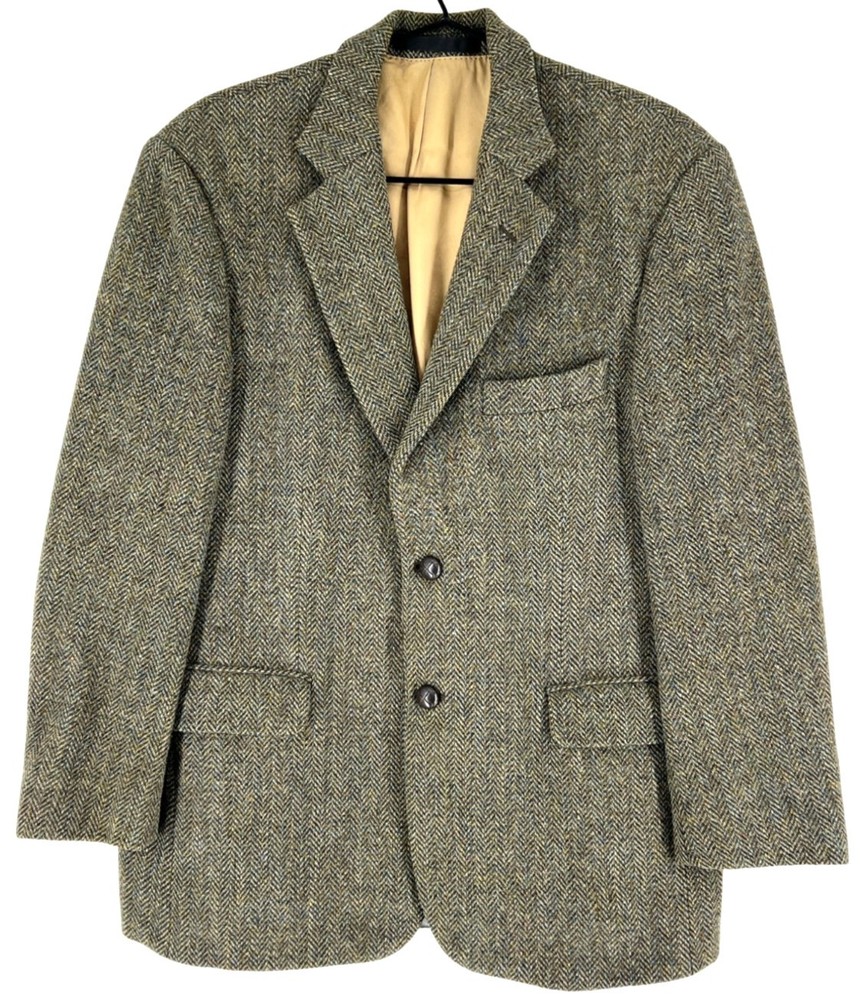 Vintage Harris Tweed Men Wool Hand Woven Blazer Jacket Size 40 - 42