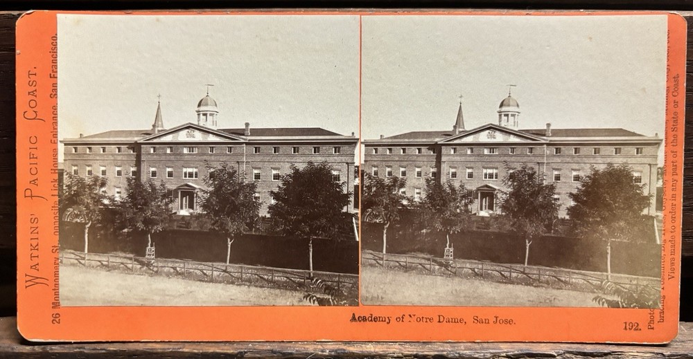 WATKINS CALIFORNIA Stereoview SAN JOSE Academy of Notre Dame 1870s-image