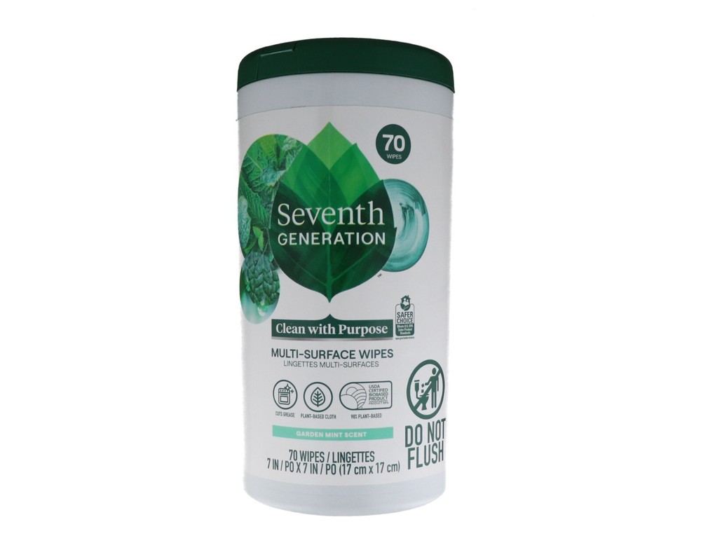 Seventh Gen Garden Mint Multi-Surface Wipes 70ct - Fresh Scent, Easy Cleaning