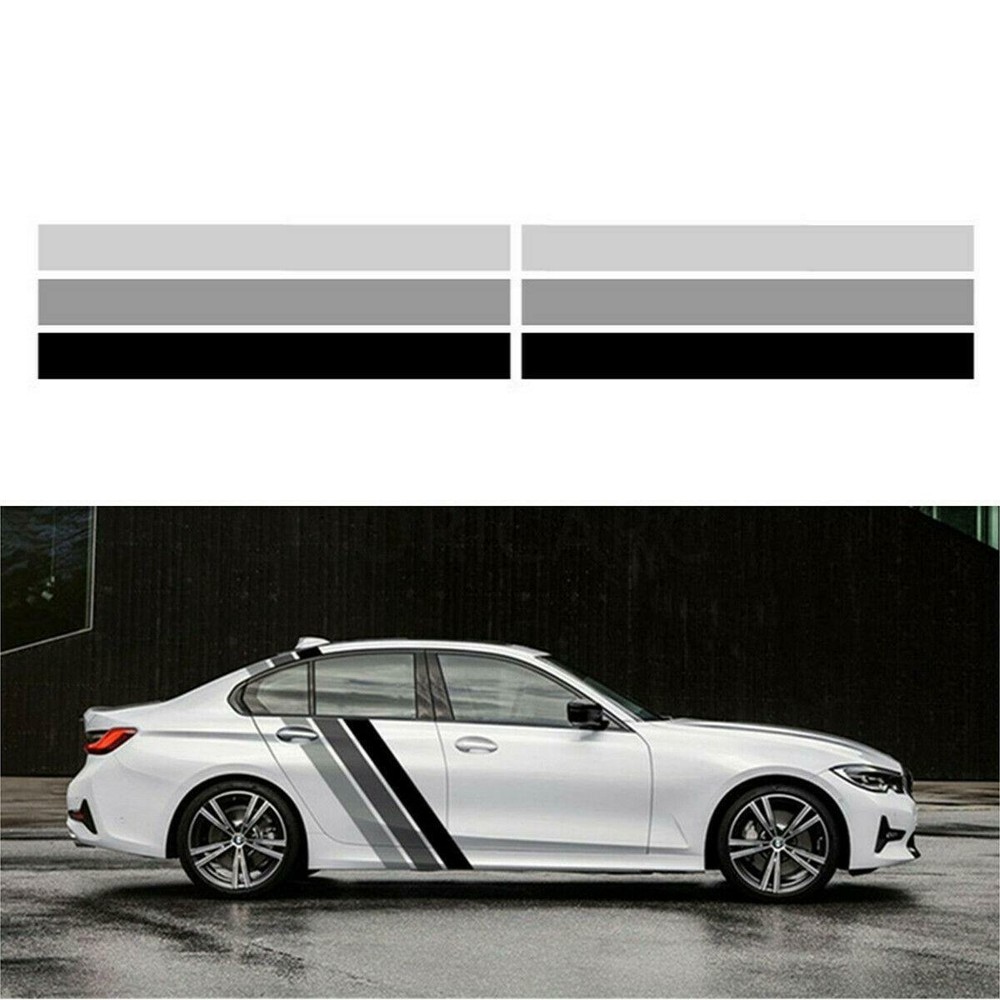 Car Side Door Body Decal Stripes Sticker Tricolor Lines Racing Decals Graphics