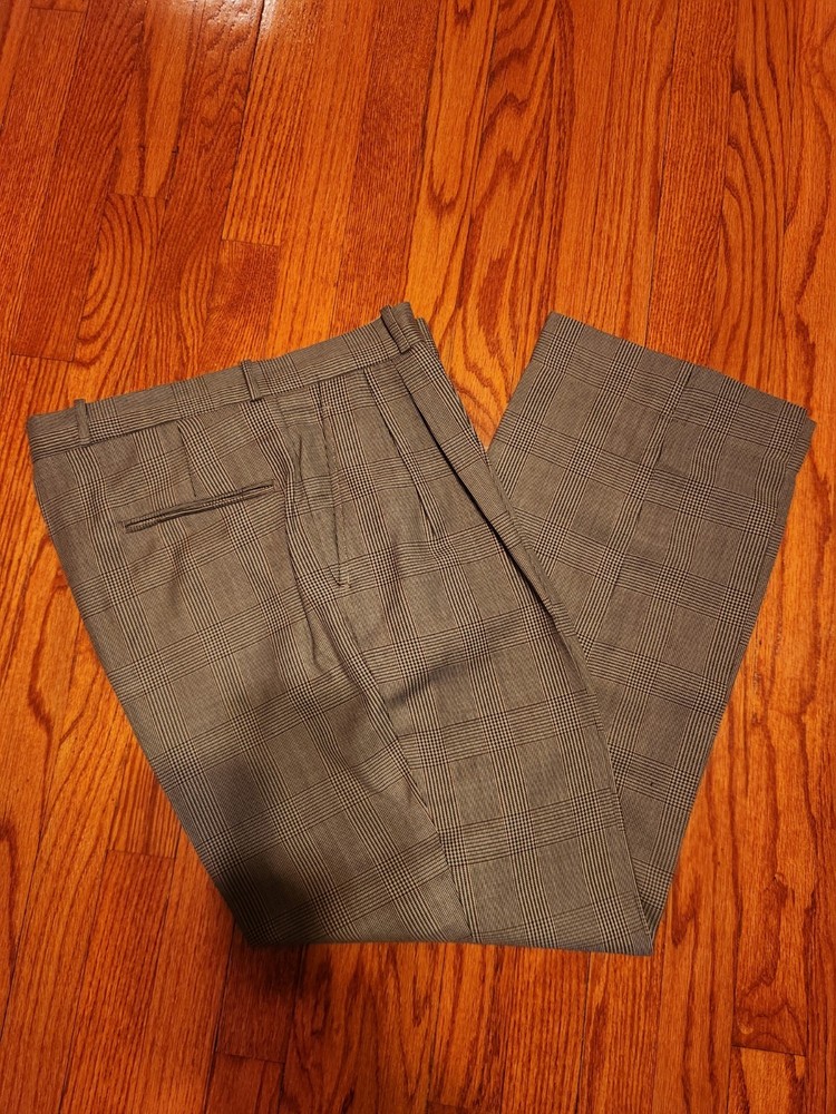 Mens Gray Dress Pants 34x30 (Plaid) *Wool *Great Condition! Vintage (J.Riggings)