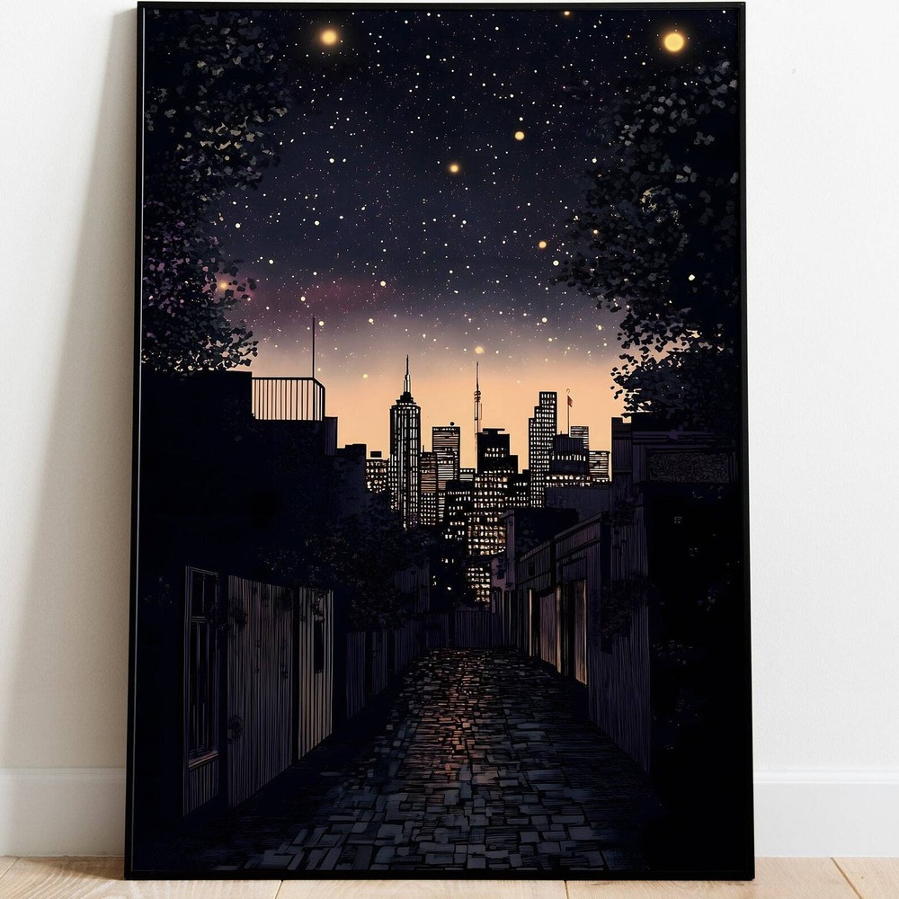 South Korean Night Sky Painting Seoul Night Art Starry Sky Decor Kpop Travel
