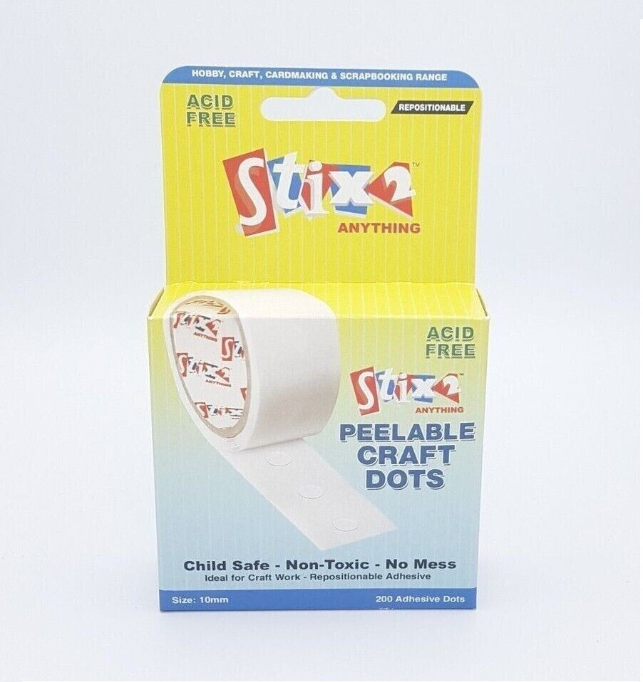 200 REPOSITIONAL ACID FREE CRAFT DOTS 10mm PEELABLE GLUE ADHESIVE STIX2 57114-image