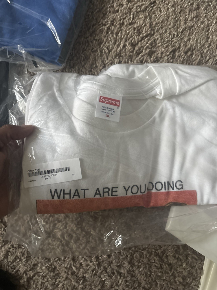 Supreme What Are You Doing? Graphic Tee White Cotton Crew Neck XL