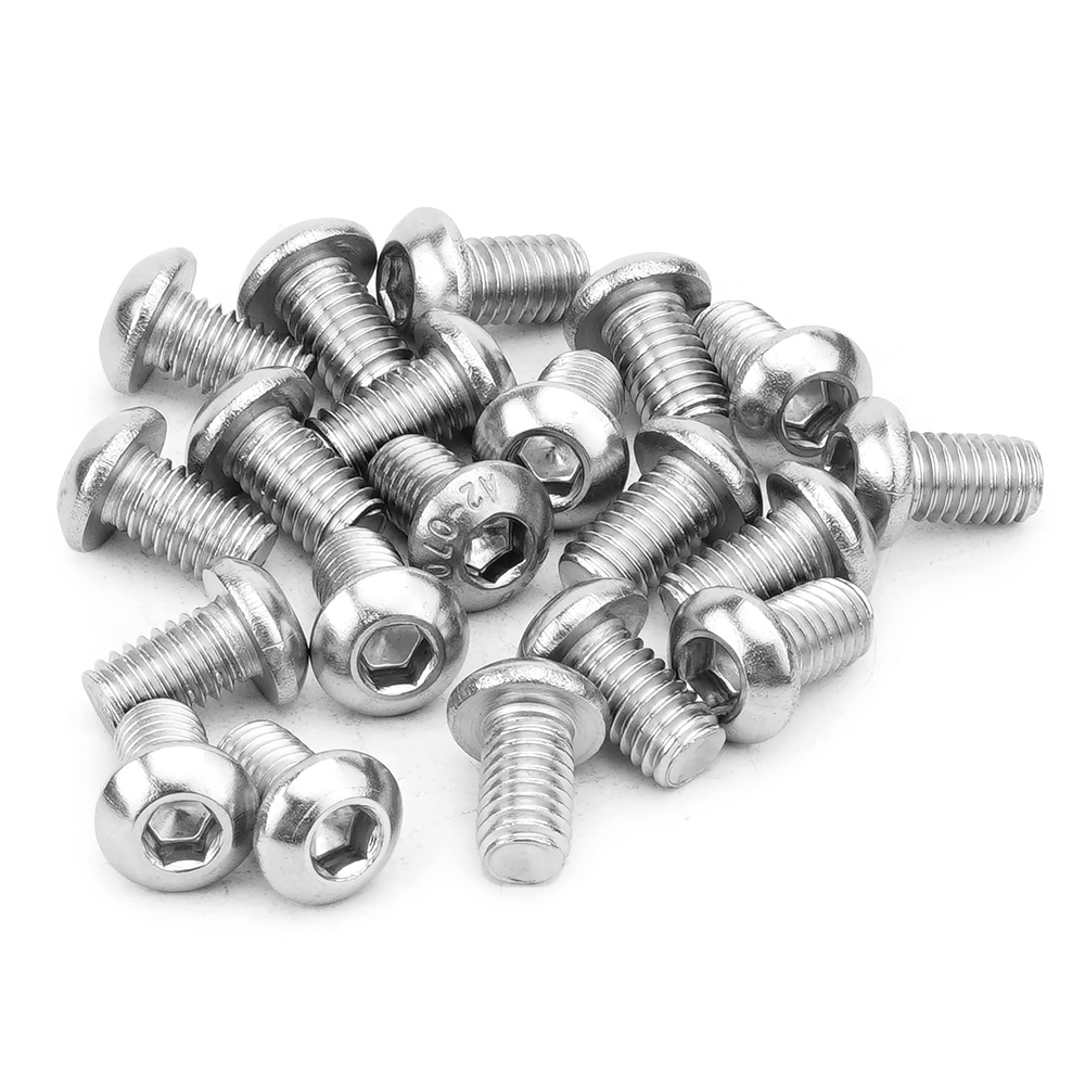 20Pcs M6 X 10Mm Button Head Socket Cap Screws, 304 Stainless Steel 18-8, Metric