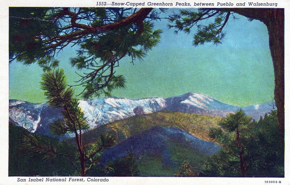 Snow Capped Greenhorn Peaks San Isabel National Forest Colorado Postcard