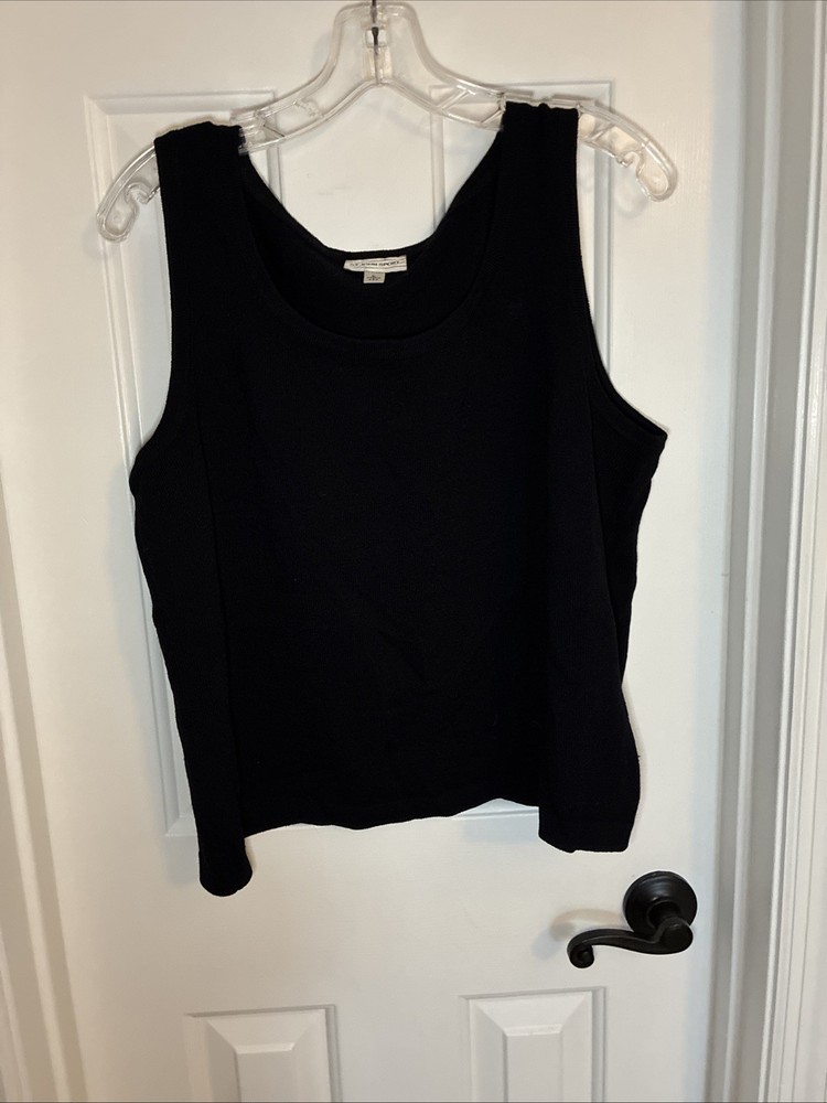 St. John Sport Black Santana Knit Sleeveless Scoop Neck Tank Top Large
