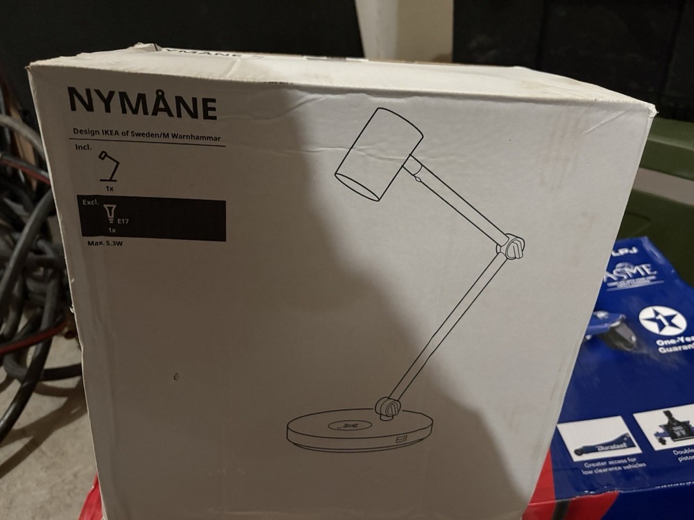 IKEA NYMANE Desk Lamp with Charging Base Steel, Black