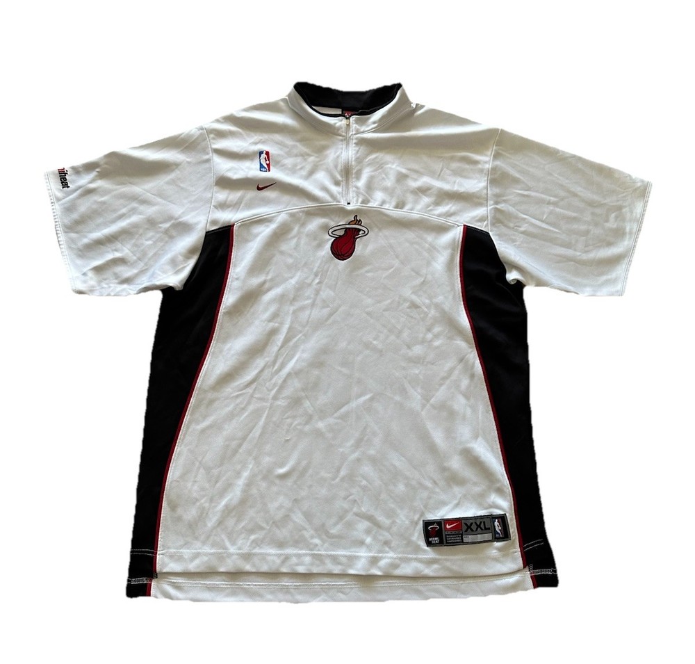 Vintage Nike Miami Heat Warm Up Shooting Jersey Men's 2XL NBA Shirt 1/4 Zip 90s