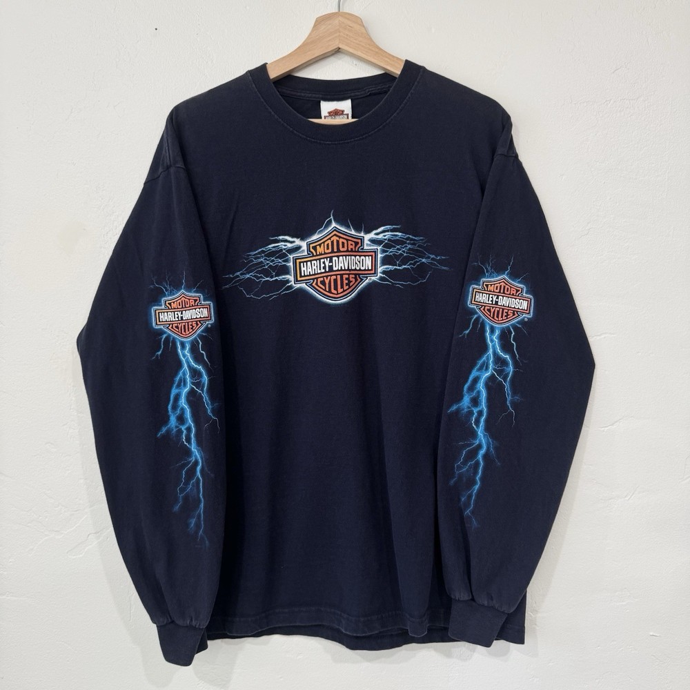 Vintage 2006 Harley Davidson Lightning Biker Long Sleeve Tee Size L